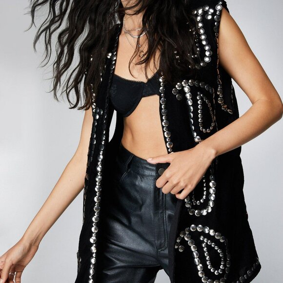 Nasty Gal Jackets & Blazers - Boho Stud Paisley Velvet Sleeveless Longline Sleeveless Jacket  / Vest - NWT
